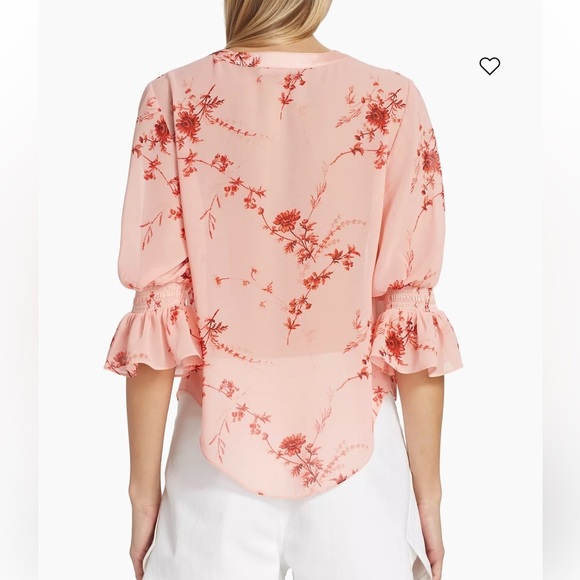 Cinq A Sept Jennings Floral Pintuck Button-Front Top S - Picture 2 of 7